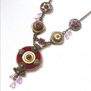 Vintage Enameled Lavalier Pendant Necklace Chic